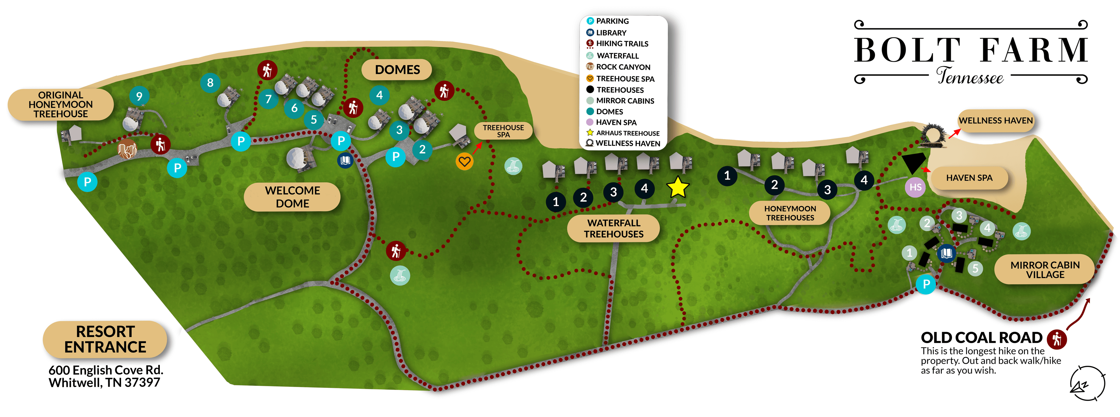 BOLT FARM Treehouse property site map